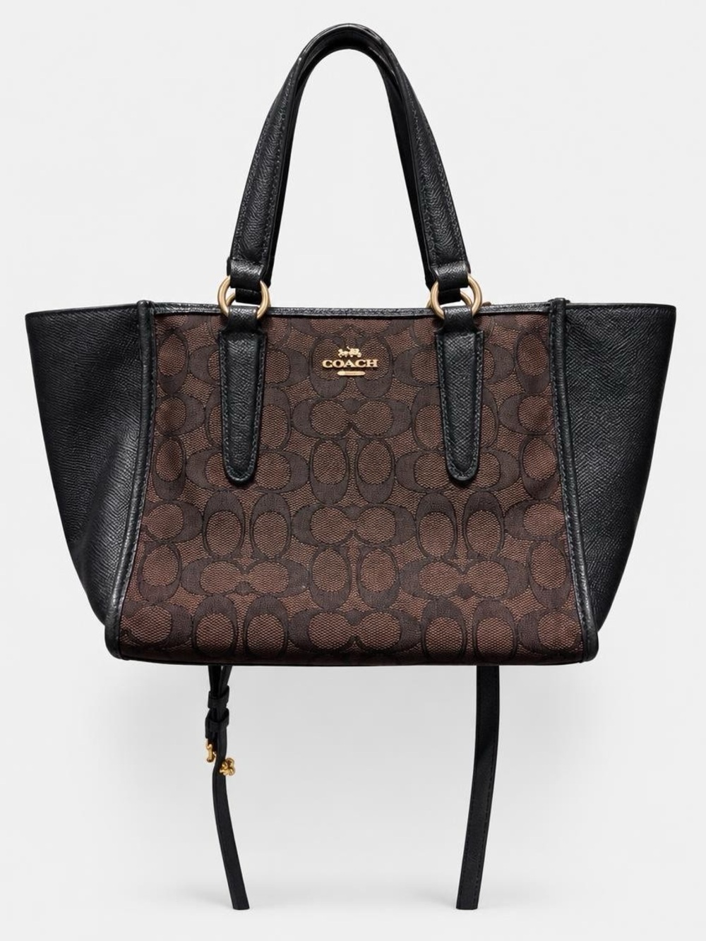 Coach Crosby Carry-all Brown and Black Logo Canvas Tote with Leather Trim